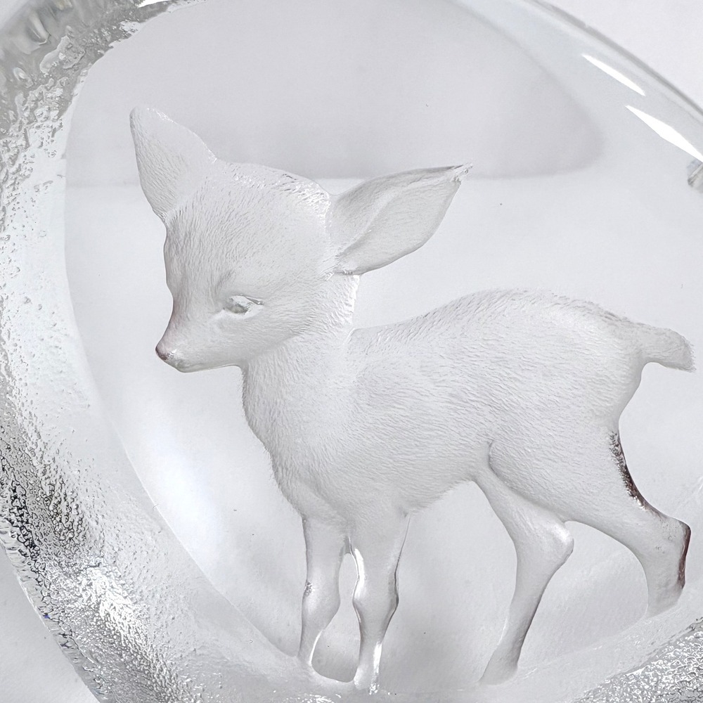 Mats Jonasson Crystal‎ Paperweight Clear Fawn Deer Signature Collection
